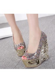 Women's Shoes Peep Toe Wedge Heel Pumps with Sequin Shoes More Colors available