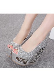 Women's Shoes Peep Toe Wedge Heel Pumps with Sequin Shoes More Colors available