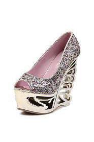 Women's Shoes Peep Toe Wedge Heel Pumps with Sequin Shoes More Colors available