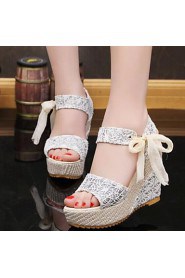 Fashion Women's Shoes Lace/Fabric Platform Heels/Peep Toe Sandals Office & Career/Dress/Casual Multicolor