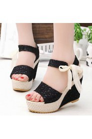 Fashion Women's Shoes Lace/Fabric Platform Heels/Peep Toe Sandals Office & Career/Dress/Casual Multicolor