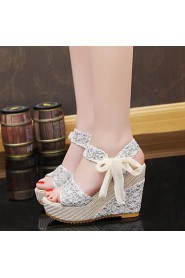 Fashion Women's Shoes Lace/Fabric Platform Heels/Peep Toe Sandals Office & Career/Dress/Casual Multicolor