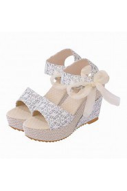 Fashion Women's Shoes Lace/Fabric Platform Heels/Peep Toe Sandals Office & Career/Dress/Casual Multicolor