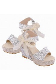 Fashion Women's Shoes Lace/Fabric Platform Heels/Peep Toe Sandals Office & Career/Dress/Casual Multicolor