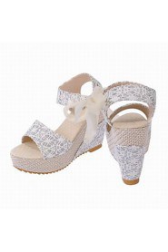 Fashion Women's Shoes Lace/Fabric Platform Heels/Peep Toe Sandals Office & Career/Dress/Casual Multicolor