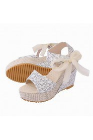 Fashion Women's Shoes Lace/Fabric Platform Heels/Peep Toe Sandals Office & Career/Dress/Casual Multicolor