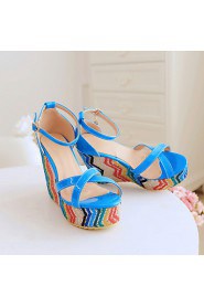 Women's Shoes Heel Wedges / Heels / Peep Toe / Platform Sandals / Heels Outdoor / Dress / Casual Black / Blue / Red