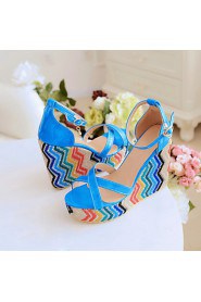 Women's Shoes Heel Wedges / Heels / Peep Toe / Platform Sandals / Heels Outdoor / Dress / Casual Black / Blue / Red