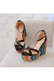 Women's Shoes Heel Wedges / Heels / Peep Toe / Platform Sandals / Heels Outdoor / Dress / Casual Black / Blue / Red