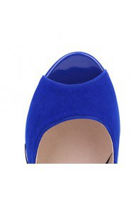 Women's Shoes Leatherette Chunky Heel Peep Toe Sandals Outdoor / Dress / Casual Black / Blue/113-2