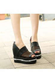 Women's Shoes Wedges Heels/Open Toe Heels Dress Black/Pink/White