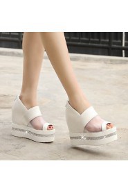 Women's Shoes Wedges Heels/Open Toe Heels Dress Black/Pink/White