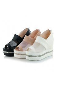 Women's Shoes Wedges Heels/Open Toe Heels Dress Black/Pink/White