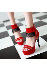 Women's Shoes Heel Heels / Peep Toe / Platform Sandals / Heels Party & Evening / Dress / Casual Black / Red/810-1