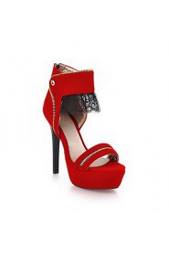 Women's Shoes Heel Heels / Peep Toe / Platform Sandals / Heels Party & Evening / Dress / Casual Black / Red/810-1