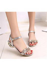 Women's Shoes Chunky Heel Peep Toe Sandals Outdoor / Casual Black / Silver / Gold