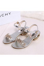 Women's Shoes Chunky Heel Peep Toe Sandals Outdoor / Casual Black / Silver / Gold