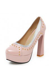 Women's Shoes Chunky Heel/Platform/Round Toe Heels Party & Evening/Dress Blue/Pink/Purple/Beige