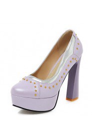 Women's Shoes Chunky Heel/Platform/Round Toe Heels Party & Evening/Dress Blue/Pink/Purple/Beige