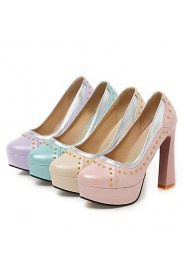 Women's Shoes Chunky Heel/Platform/Round Toe Heels Party & Evening/Dress Blue/Pink/Purple/Beige