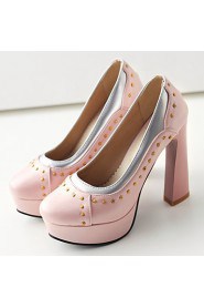 Women's Shoes Chunky Heel/Platform/Round Toe Heels Party & Evening/Dress Blue/Pink/Purple/Beige