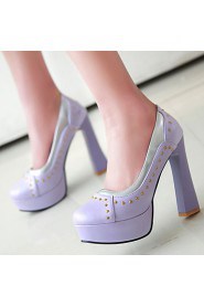 Women's Shoes Chunky Heel/Platform/Round Toe Heels Party & Evening/Dress Blue/Pink/Purple/Beige