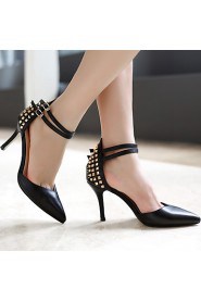 Women's Shoes Leather / Leatherette Stiletto Heel Pointed Toe Heels Dress / Casual Black / Pink