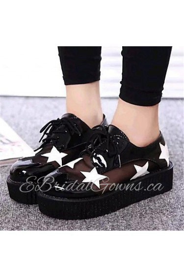 Women's Shoes Leatherette Platform Comfort Fashion Sneakers Outdoor / Casual Black / White