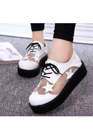 Women's Shoes Leatherette Platform Comfort Fashion Sneakers Outdoor / Casual Black / White