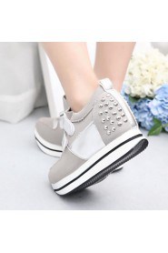 Women's Shoes PU Flat Heel Wedges / Boat Fashion Sneakers Outdoor / Athletic / Casual Red / Gray