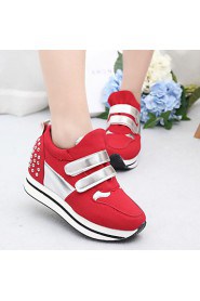 Women's Shoes PU Flat Heel Wedges / Boat Fashion Sneakers Outdoor / Athletic / Casual Red / Gray