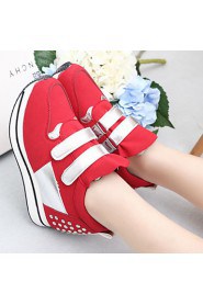 Women's Shoes PU Flat Heel Wedges / Boat Fashion Sneakers Outdoor / Athletic / Casual Red / Gray