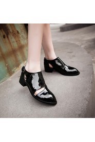 Women's Shoes Patent Leather Chunky Heel Heels / Pointed Toe Heels Casual Black