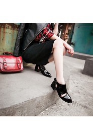 Women's Shoes Patent Leather Chunky Heel Heels / Pointed Toe Heels Casual Black