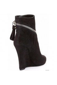 Women's Shoes Fleece Wedge Heel Bootie Boots Office & Career / Party & Evening / Dress Black