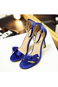 Women's Shoes Satin Stiletto Heel Heels / Peep Toe Sandals Casual Black / Blue / Red