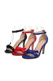 Women's Shoes Satin Stiletto Heel Heels / Peep Toe Sandals Casual Black / Blue / Red