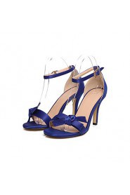 Women's Shoes Satin Stiletto Heel Heels / Peep Toe Sandals Casual Black / Blue / Red