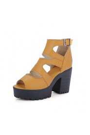 Women's Shoes Leatherette Chunky Heel Platform Sandals Outdoor / Office & Career / Casual Black / Yellow / White