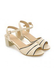 Women's Shoes Chunky Heel Peep Toe Sandals Office & Career / Dress / Casual Blue / Pink / White / Beige