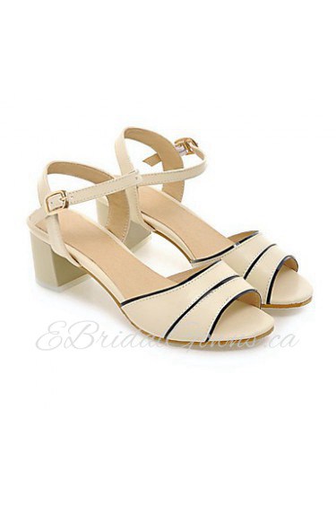 Women's Shoes Chunky Heel Peep Toe Sandals Office & Career / Dress / Casual Blue / Pink / White / Beige