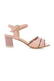 Women's Shoes Chunky Heel Peep Toe Sandals Office & Career / Dress / Casual Blue / Pink / White / Beige