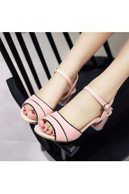 Women's Shoes Chunky Heel Peep Toe Sandals Office & Career / Dress / Casual Blue / Pink / White / Beige