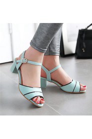 Women's Shoes Chunky Heel Peep Toe Sandals Office & Career / Dress / Casual Blue / Pink / White / Beige