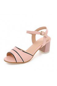 Women's Shoes Chunky Heel Peep Toe Sandals Office & Career / Dress / Casual Blue / Pink / White / Beige