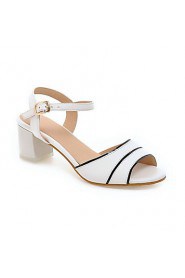 Women's Shoes Chunky Heel Peep Toe Sandals Office & Career / Dress / Casual Blue / Pink / White / Beige