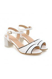 Women's Shoes Chunky Heel Peep Toe Sandals Office & Career / Dress / Casual Blue / Pink / White / Beige