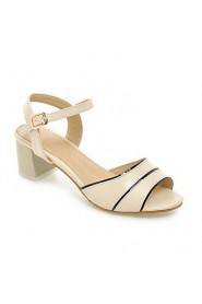 Women's Shoes Chunky Heel Peep Toe Sandals Office & Career / Dress / Casual Blue / Pink / White / Beige