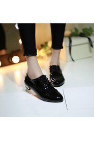 Women's Shoes Leatherette Low Heel Heels Flats Wedding / Office & Career / Party & Evening Black / Blue