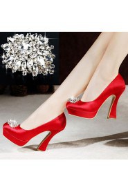 Women's Wedding Shoes Heels / Platform / Closed Toe Heels Wedding / Party & Evening / Dress Red / White / Champagne